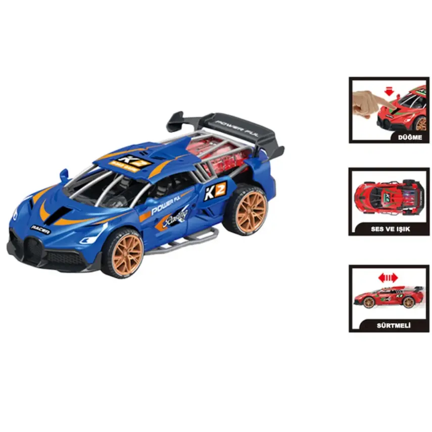Vardem Sürtmeli Işıklı ve Sesli Renkli Yarış Arabası - 3