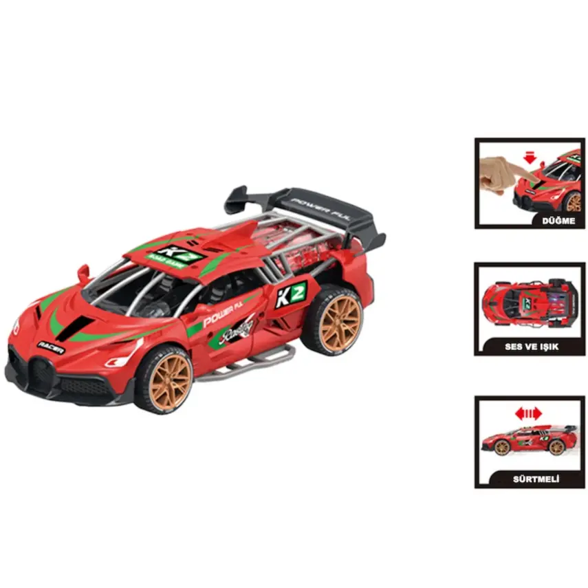Vardem Sürtmeli Işıklı ve Sesli Renkli Yarış Arabası - 1