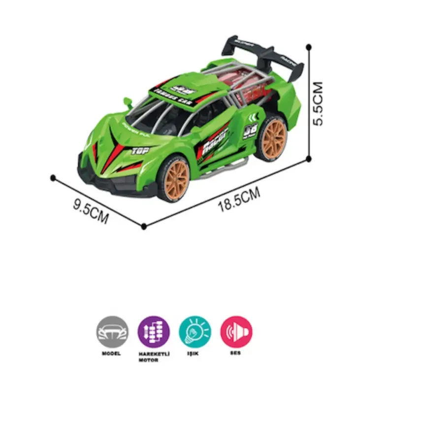 Vardem Sürtmeli Işıklı ve Sesli Renkli Yarış Arabası - 4