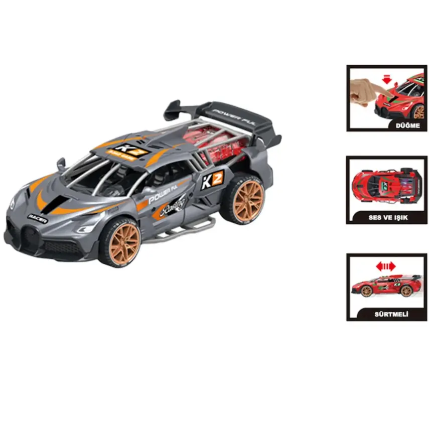 Vardem Sürtmeli Işıklı ve Sesli Renkli Yarış Arabası - 2
