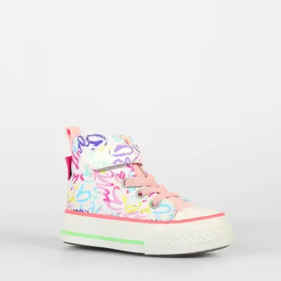 Vicco Ada Desenli Kız Bebek Ayakkabı Beyaz - Pembe - 4