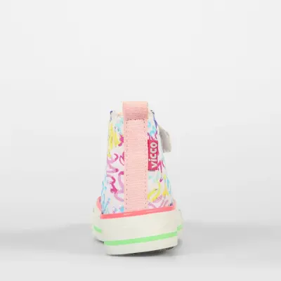 Vicco Ada Desenli Kız Bebek Ayakkabı Beyaz - Pembe - 6