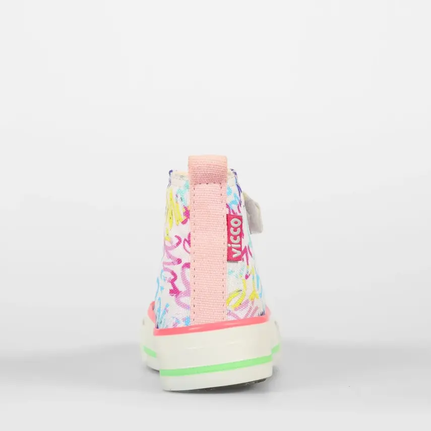 Vicco Ada Desenli Kız Bebek Ayakkabı Beyaz - Pembe - 6