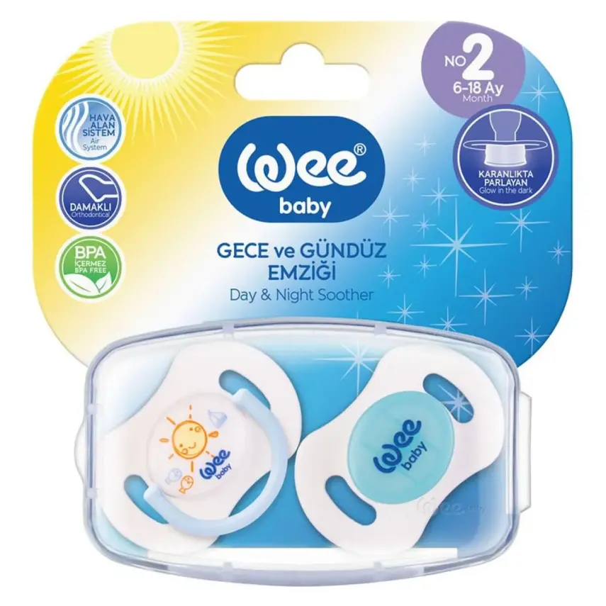 Wee Baby Gece ve Gündüz Silikon Emzik 2li 6+ Ay - 1