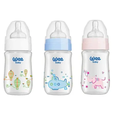 Wee Baby Klasik Plus Geniş Ağızlı Isıya Dayanıklı Cam Biberon 180 ml 