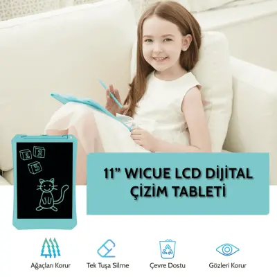 Wicue LCD Dijital Çizim Tableti 11" Mavi (1)