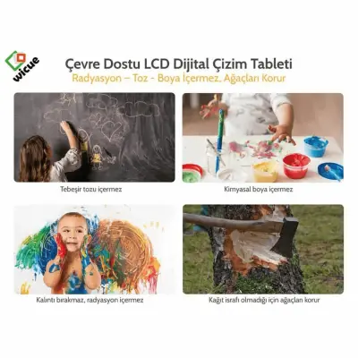 Wicue LCD Dijital Çizim Tableti Renkli 12'' Mavi - 7
