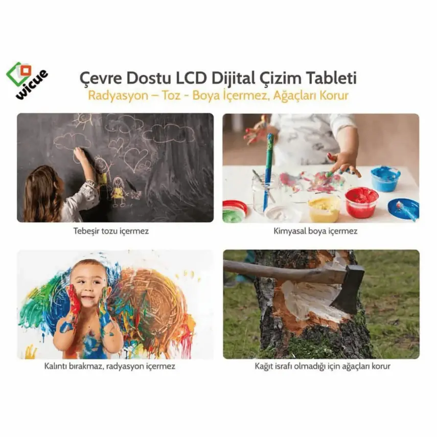 Wicue LCD Dijital Çizim Tableti Renkli 12'' Mavi - 7