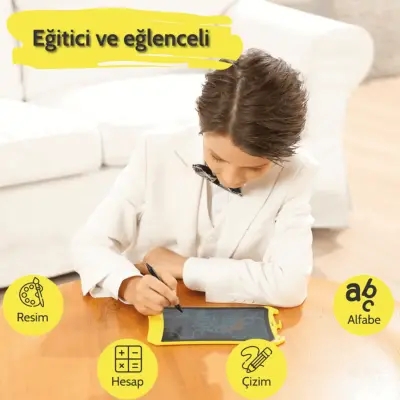 Wicue LCD Dijital Mıknatıslı Renkli Çizim Tableti 8,5" Sarı - 3