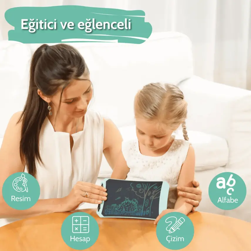 Wicue LCD Dijital Mıknatıslı Renkli Çizim Tableti 8,5" Su Yeşili - 3