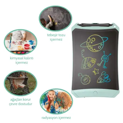 Wicue LCD Dijital Mıknatıslı Renkli Çizim Tableti 8,5" Su Yeşili - 6