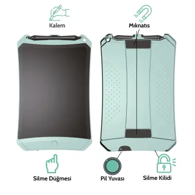 Wicue LCD Dijital Mıknatıslı Renkli Çizim Tableti 8,5" Su Yeşili (1)