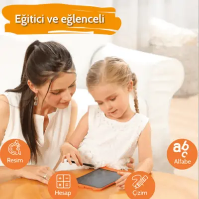 Wicue LCD Dijital Mıknatıslı Renkli Çizim Tableti 8,5" Turuncu (1)