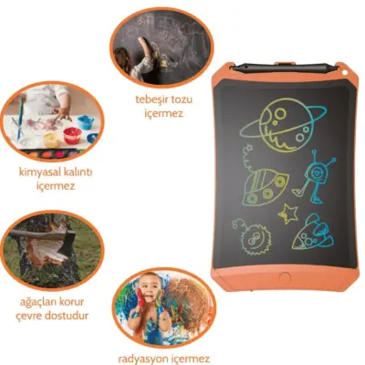 Wicue LCD Dijital Mıknatıslı Renkli Çizim Tableti 8,5" Turuncu - 4