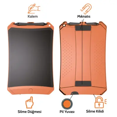 Wicue LCD Dijital Mıknatıslı Renkli Çizim Tableti 8,5" Turuncu - 5