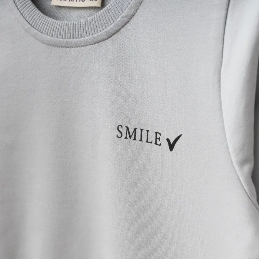Winimo 2li Çocuk Takım Smile Smile Baskılı Boyalı Gri Unisex  - 3