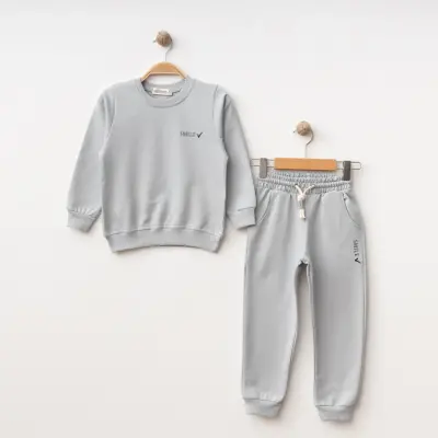 Winimo 2li Çocuk Takım Smile Smile Baskılı Boyalı Gri Unisex  