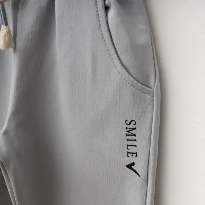 Winimo 2li Çocuk Takım Smile Smile Baskılı Boyalı Gri Unisex  - 4