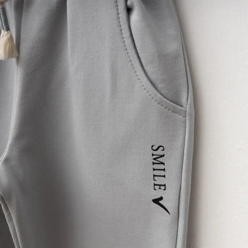 Winimo 2li Çocuk Takım Smile Smile Baskılı Boyalı Gri Unisex  - 8