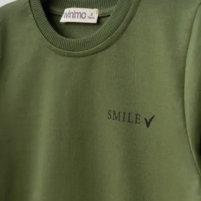 Winimo 2li Çocuk Takım Smile Smile Baskılı Haki Unisex  - 12