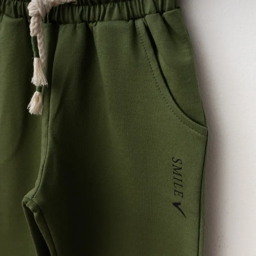 Winimo 2li Çocuk Takım Smile Smile Baskılı Haki Unisex  - 5