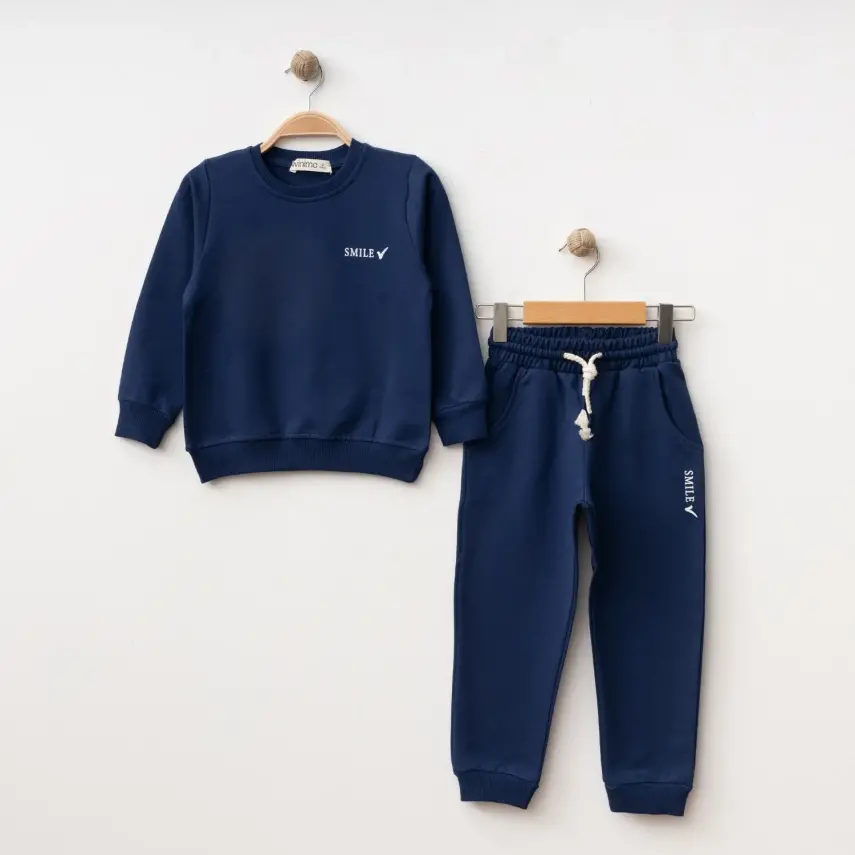 Winimo 2li Çocuk Takım Smile Smile Baskılı Lacivert Unisex  - 9