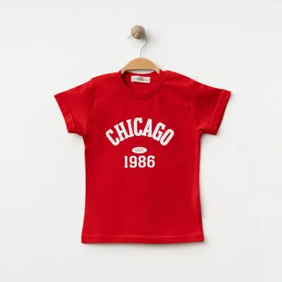 Winimo Chicago Baskılı Çocuk T-Shirt Unisex Kırmızı - 4