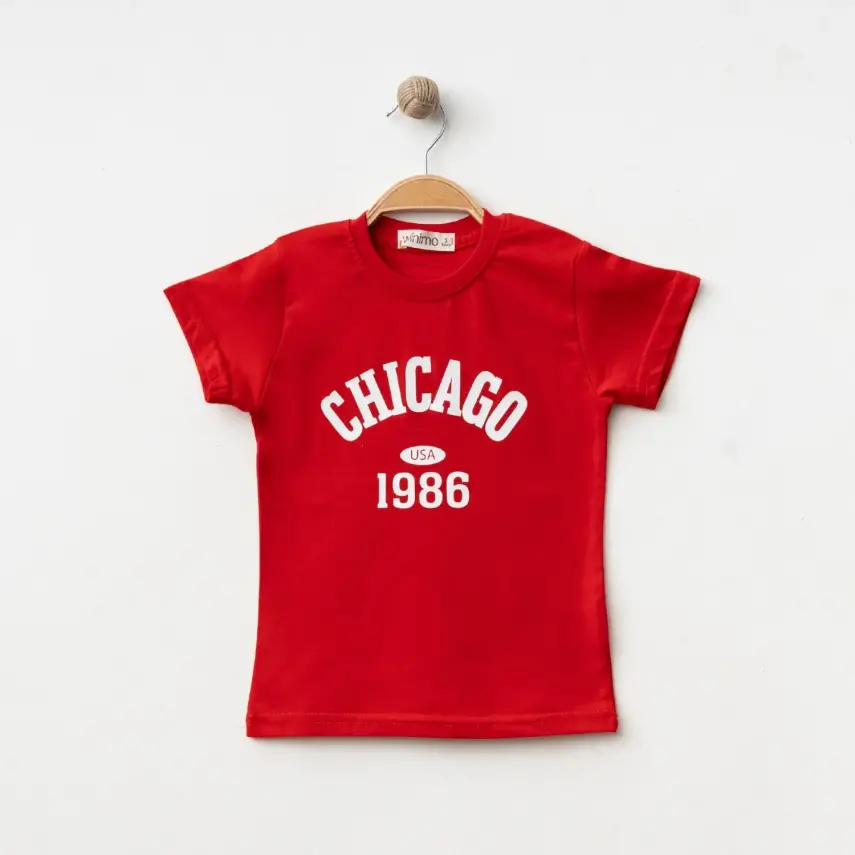 Winimo Chicago Baskılı Çocuk T-Shirt Unisex Kırmızı - 4