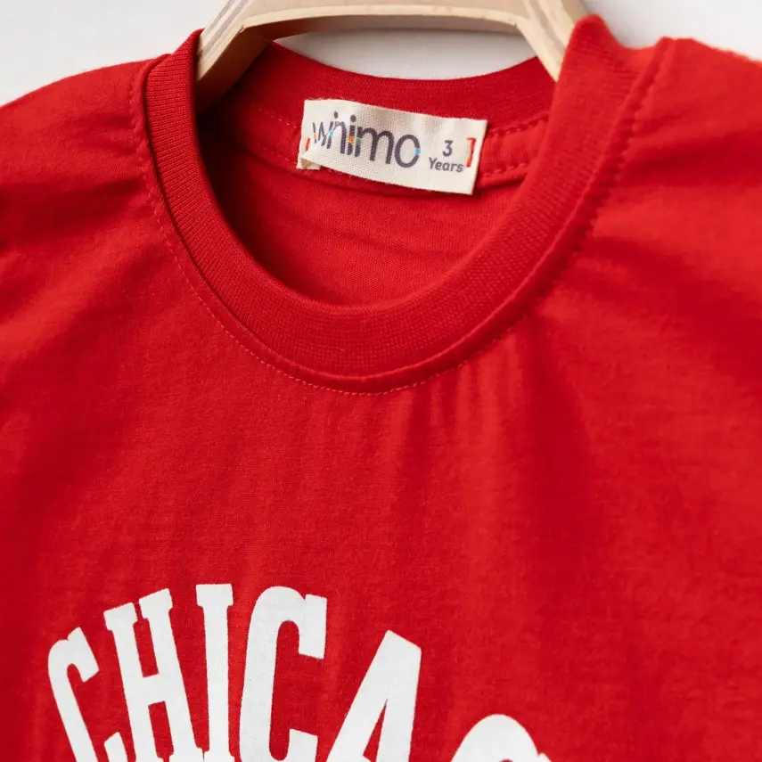 Winimo Chicago Baskılı Çocuk T-Shirt Unisex Kırmızı - 5