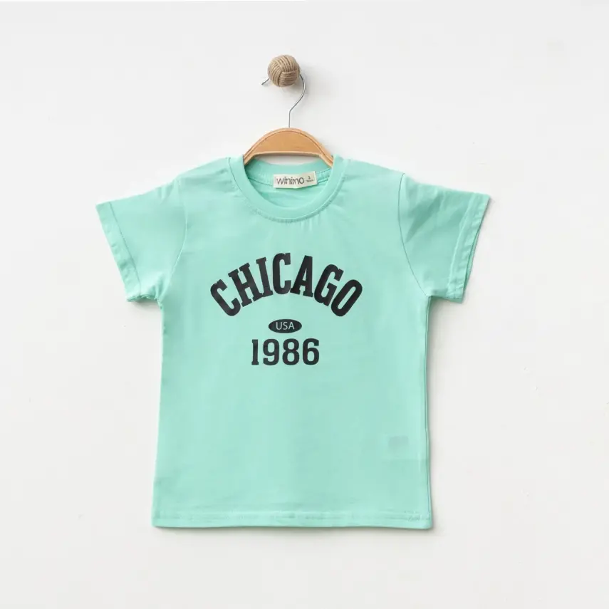 Winimo Chicago Baskılı Çocuk T-Shirt Unisex  Mint - 7