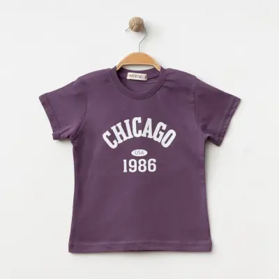 Winimo Chicago Baskılı Çocuk T-Shirt Unisex Mor - 1
