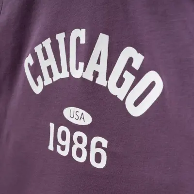 Winimo Chicago Baskılı Çocuk T-Shirt Unisex Mor - 3