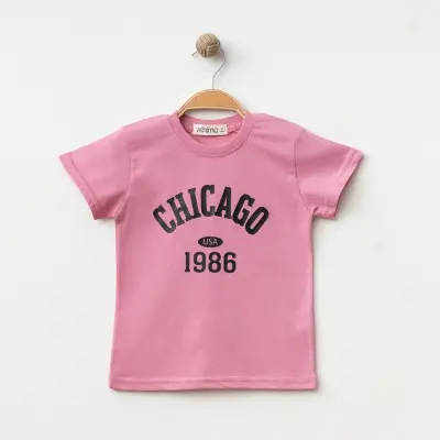 Winimo Chicago Baskılı Kız Çocuk T-Shirt Pembe 