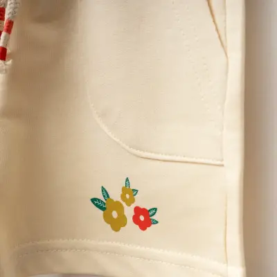 Winimo Çiçek Baskılı Kız Bebek Şort Krem - 5
