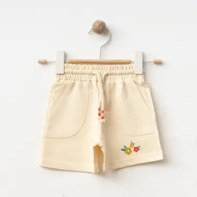 Winimo Çiçek Baskılı Kız Bebek Şort Krem - 4