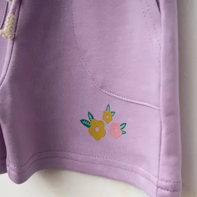 Winimo Çiçek Baskılı Kız Bebek Şort Lila (1)