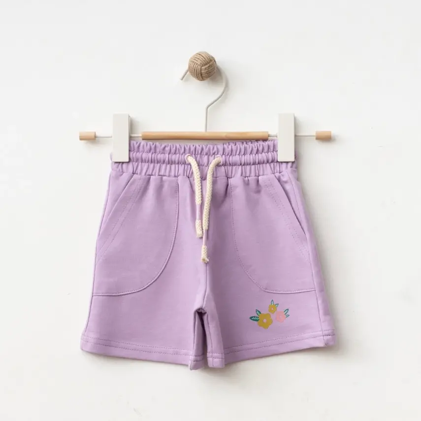 Winimo Çiçek Baskılı Kız Bebek Şort Lila - 1