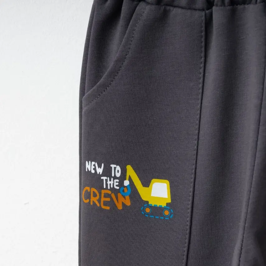 Winimo Erkek Çocuk Eşofman Altı New To Crew Baskılı Füme - 2