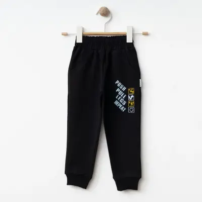 Winimo Erkek Çocuk Eşofman Altı Push Pull Baskılı Siyah 