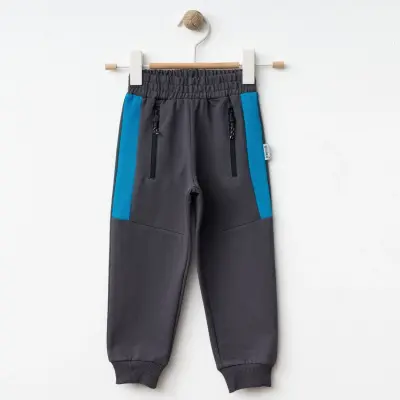 Winimo Erkek Çocuk Eşofman Altı Yan Parçalı Fermuarlı Füme - 1