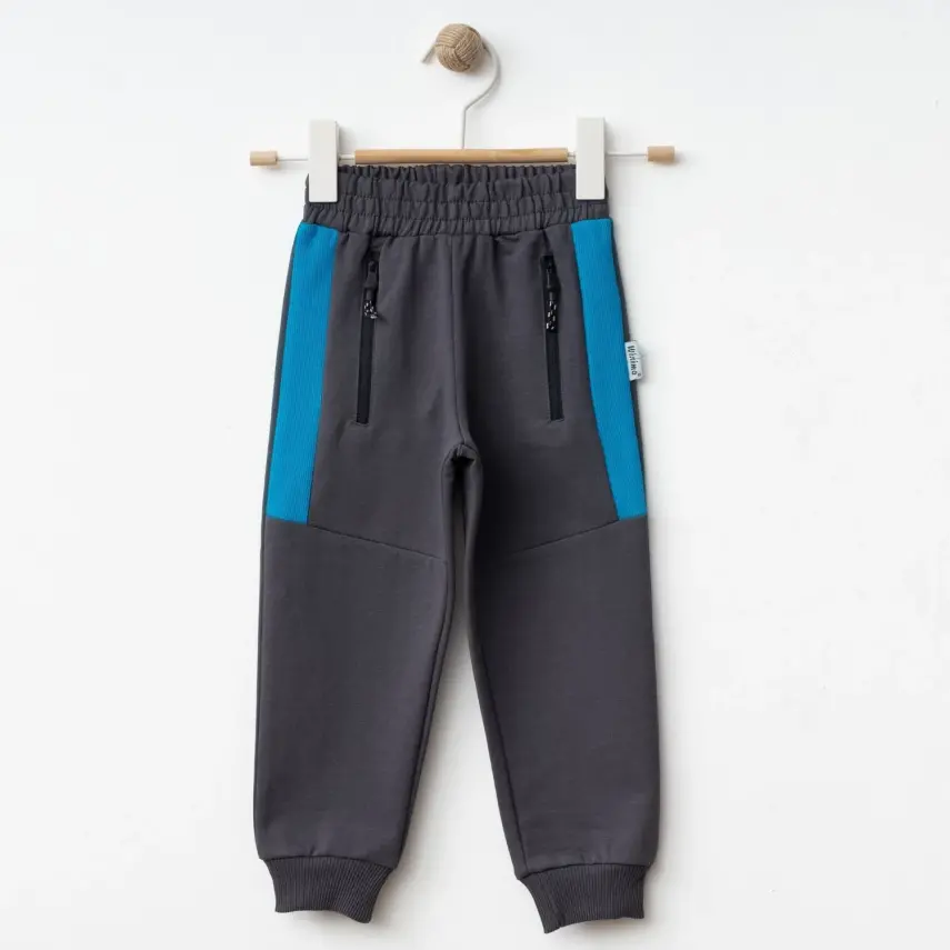 Winimo Erkek Çocuk Eşofman Altı Yan Parçalı Fermuarlı Füme - 3