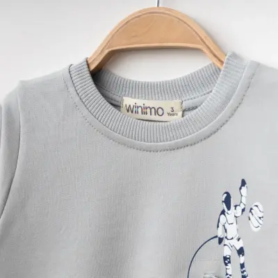 Winimo Erkek Çocuk Sweatshirt Are We There Yet Baskılı Boyalı Gri - 2