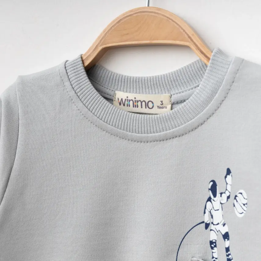 Winimo Erkek Çocuk Sweatshirt Are We There Yet Baskılı Boyalı Gri - 2