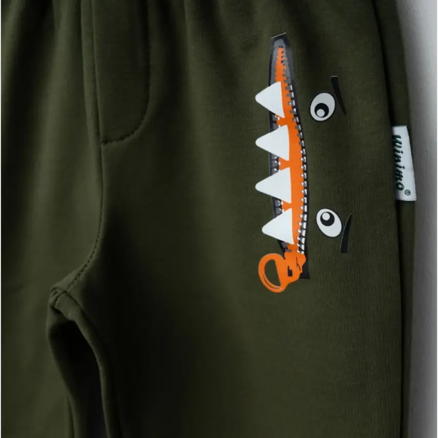 Winimo Erkek Eşofman Altı Canavar Baskılı Haki - 6