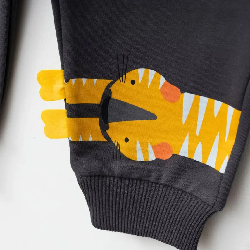 Winimo Erkek Eşofman Altı Kaplan Baskılı Füme - 8