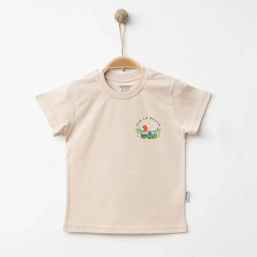 Winimo Erkek T-Shirt Otobüs Baskılı Bej - 1