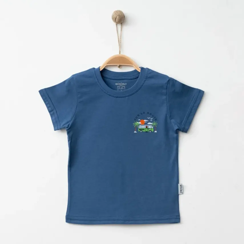 Winimo Erkek T-Shirt Otobüs Baskılı İndigo - 1