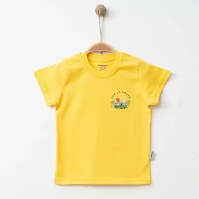 Winimo Erkek T-Shirt Otobüs Baskılı Sarı