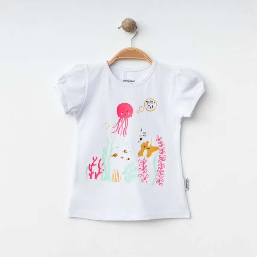 Winimo Kız Bebek T-Shirt You Are A Star Baskılı Beyaz - Pembe - 1