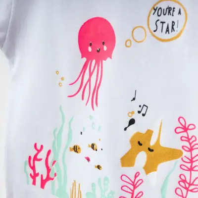 Winimo Kız Bebek T-Shirt You Are A Star Baskılı Beyaz - Pembe (1)